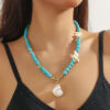 oly-0434aaae3cc2ec503777a9301e9e241e Wholesale Natural stone pendant fashionable and versatile turquoise necklace