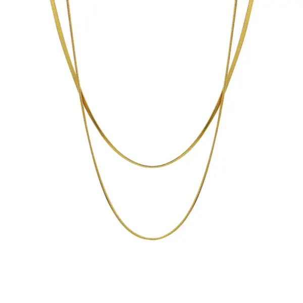 Wholesale Retro Style Double Layer Snake Bone Chain Necklace Titanium Steel Jewelry