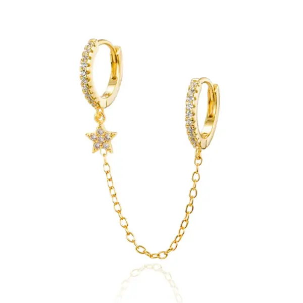 1 Piece Simple Style Commute U Shape Star Water Droplets Plating Chain Inlay Copper Zircon Earrings