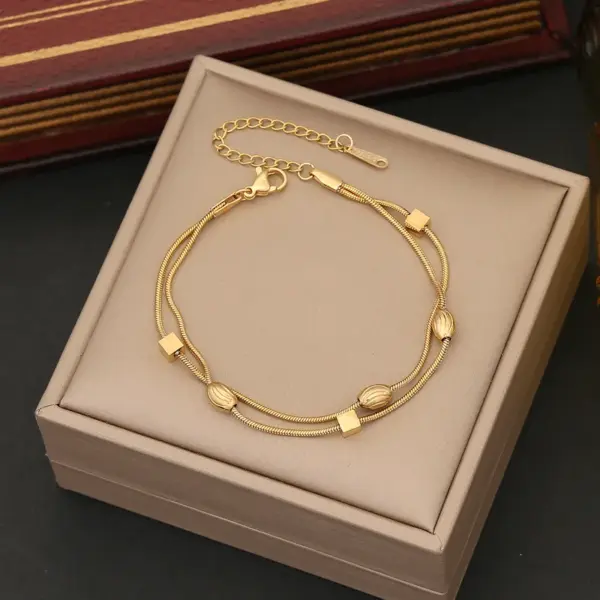Wholesale PVD Coated 18K Gold Real Gold Plated Geometric Stainless Steel Simple Style Waterproof Non Tarnish 304 Stainless Steel Bracelets