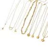 Wholesale PVD Coated 18K Gold Real Gold Plated Water Droplets Heart Shape 304 Stainless Steel Simple Style Waterproof Non Tarnish 304 Stainless Steel Necklace