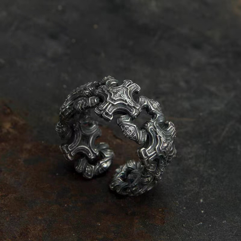 Wholesale Original Design Men's Trendy Versatile Cross Ring High-End Design Retro Style Male and Female Cole Confession Ring Ring