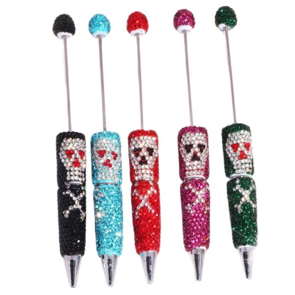 Wholesale Cross-Border Creative DIY Jewelry Cartoon Clown Pirate Skull Beaded Pen Multi-Colorful Pen Colorfulful Cute Cartoon Diamond Pen