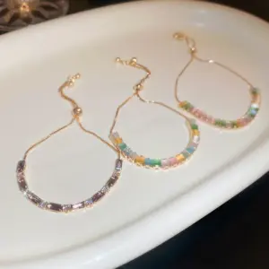 Sweet Colorful Rectangle Copper Inlay Zircon Bracelets