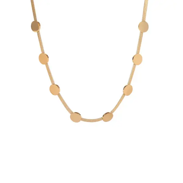 Wholesale PVD Coated 18K Gold Plated Circle 304 Stainless Steel Fashion Waterproof Non Tarnish 304 Stainless Steel Necklace