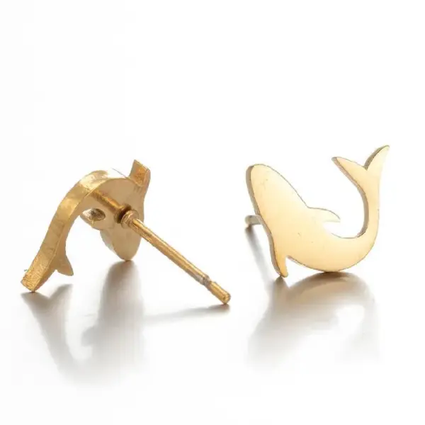 Wholesale PVD Coated 18K Gold Real Gold Plated Animal 304 Stainless Steel Simple Style Waterproof Non Tarnish Ear Studs
