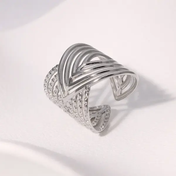 PVD Coated Real Gold Plated 18K Gold Geometric 304 Stainless Steel Retro Exaggerated Punk Waterproof Non Tarnish Open Rings