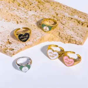 Wholesale Retro Letter Brass Enamel Rings