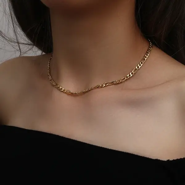 Wholesale PVD Coated Real Gold Plated 18K Gold Geometric 304 Stainless Steel Fashion Waterproof Non Tarnish 304 Stainless Steel Necklace
