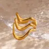 Wholesale Ion Plating (IP) 18K Gold Plated Lines 304 Stainless Steel Casual Hip-Hop Rock Waterproof Non Tarnish Open Rings