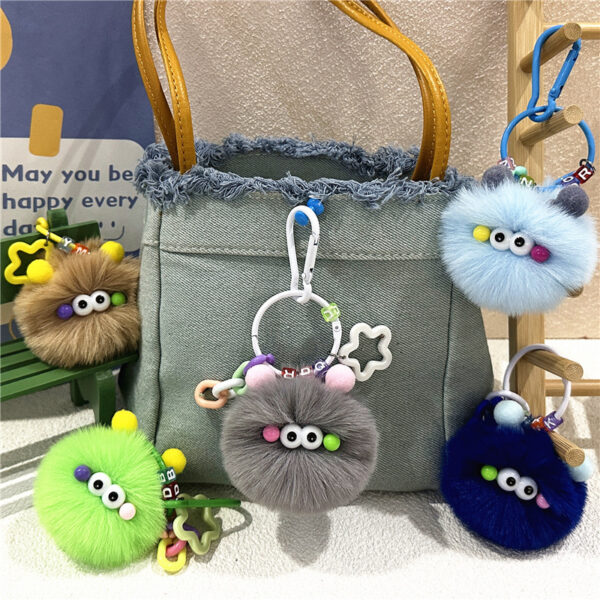 Wholesale Internet Celebrant Cute Cartoon Keychain Ugly Cute Creative Small Coal Ball Plush Doll Schoolbag Pendant Student Doll Gift