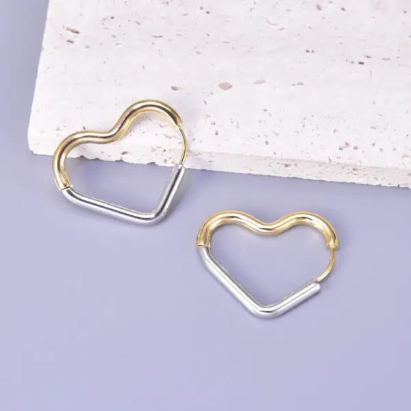 PVD Coated Real Gold Plated 18K Gold Heart 304 Stainless Steel Titanium Steel Waterproof Non Tarnish Earrings