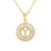 Wholesale Fashion 26 English Letter Round Copper Necklace