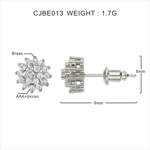 Wholesale Hot Selling Creative Style Stud Earrings Inlaid Zircon Flower Earrings Wholesale Style Women's Copper Plating 18K Earrings