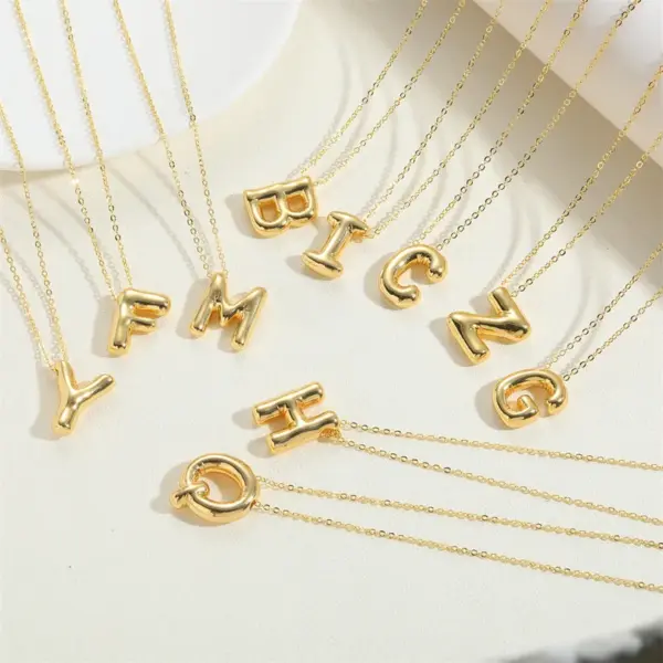 Wholesale Copper 14K Gold Plated Vintage Style Simple Style Commute Letter Pendant Necklace