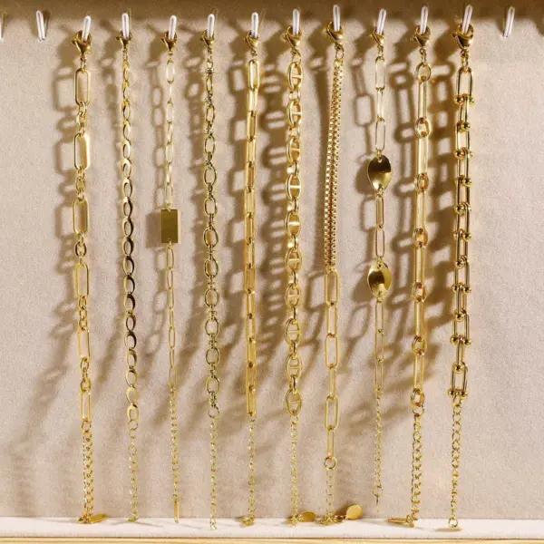 PVD Coated Real Gold Plated 18K Gold Solid Color 304 Stainless Steel IG Style Waterproof Non Tarnish 304 Stainless Steel Bracelets