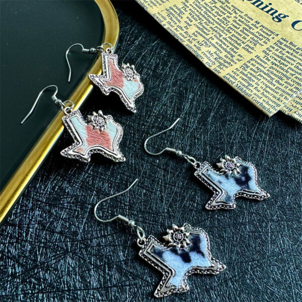 Wholesale Western cowboy design map-shaped earrings