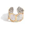 Wholesale 304 Stainless Steel Geometric PVD Coated Real Gold Plated Casual Elegant Luxurious Waterproof Non Tarnish Mixed Metal Plating Rings