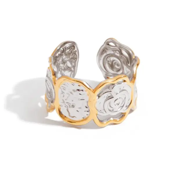 Wholesale 304 Stainless Steel Geometric PVD Coated Real Gold Plated Casual Elegant Luxurious Waterproof Non Tarnish Mixed Metal Plating Rings
