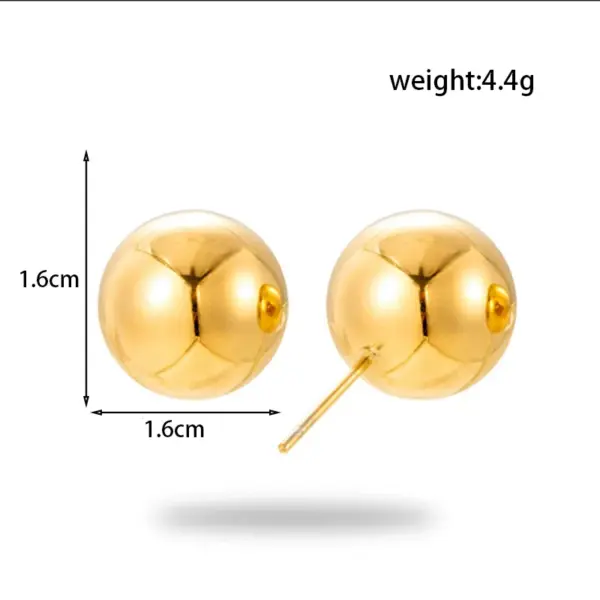 PVD Coated Round 304 Stainless Steel IG Style Simple Style Waterproof Non Tarnish Earrings Necklace