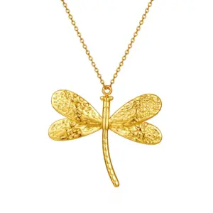 Dragonfly Pendant Necklace / Gold