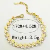 Wholesale 304 Stainless Steel Ginkgo Leaf PVD Coated Pearl Real Gold Plated Gold Plated Elegant Waterproof Non Tarnish Beaded Plating Gold Bracelets