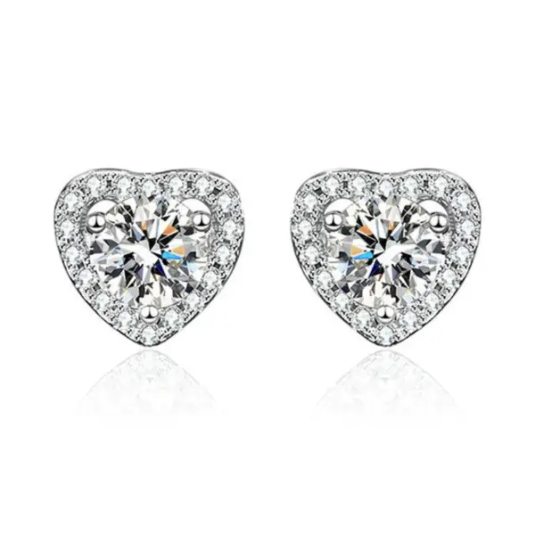 Wholesale 1 Pair Simple Style Heart Shape Inlay Copper Zircon Ear Studs