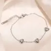 Wholesale Retro Simple Style Heart Shape 304 Stainless Steel Cable Chain Bracelets In Bulk