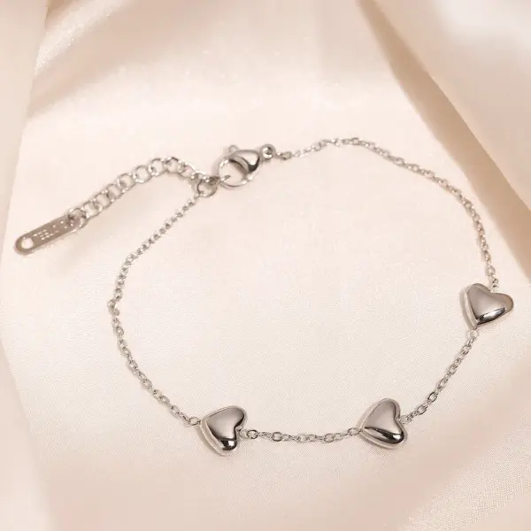 Wholesale Retro Simple Style Heart Shape 304 Stainless Steel Cable Chain Bracelets In Bulk
