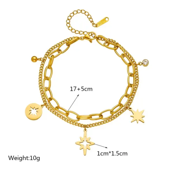 Wholesale Fashion Star 304 Stainless Steel 18K Gold Plated Stainless Steel Bracelets In Bulk