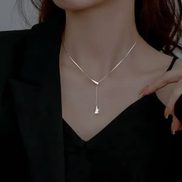 Wholesale Simple Style Solid Color Titanium Steel Patchwork Pendant Necklace