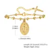 304 Stainless Steel Virgin Mary PVD Coated Real Gold Plated 18K Gold Religion Waterproof Non Tarnish Plating Separated By Bead Necklace Lobster Trier Clasp Closure Bracelets