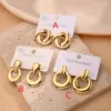 Wholesale 1 Pair/Package Casual Modern Style Ring Handle Polishing Plating 201 Stainless Steel 18K Gold Plated Earrings