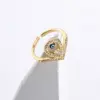 Wholesale Fashion Copper Plating 18k Gold Zircon Dripping Devil's Eye Geometric Open Ring Female New