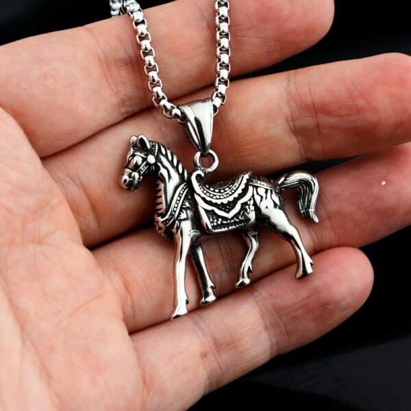 Wholesale Hip Hop Titanium Steel Horse Pendant Necklace