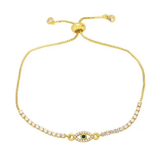 Fashion Devil's Eye Copper 18k Gold Plated Zircon Bracelets In Bulk