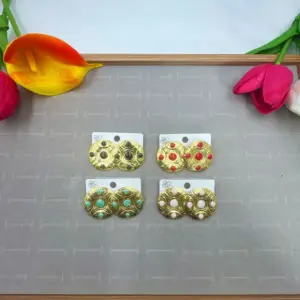 Round Shape Oil Drop Earrings Random Color / 18k