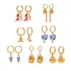 Wholesale 304 Stainless Steel Geometric PVD Coated 18K Real Gold Plated Real Gold Plated Simple Style Classic Style Waterproof Non Tarnish Charm Sleeper Hoop Earrings Drop Earrings