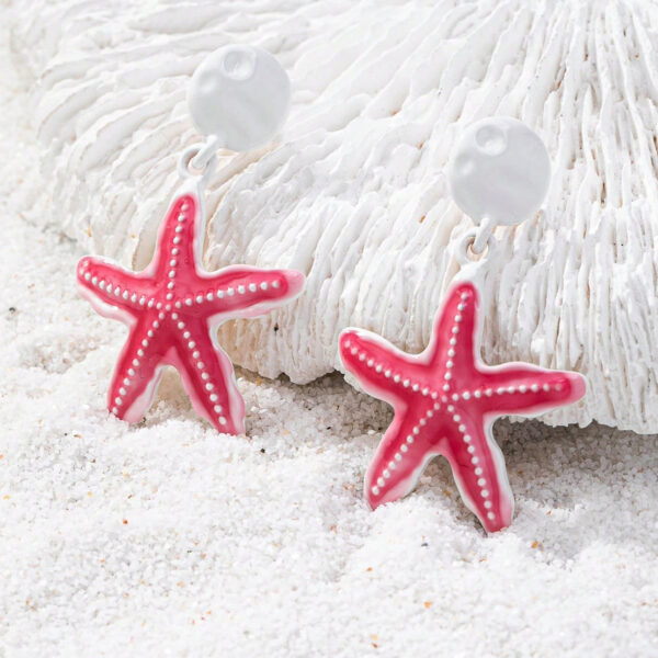 Wholesale Pink starfish conch shell women's earrings