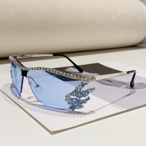 Wholesale 2024 New Arrival Metal Diamond Sunglasses Cross-border European and American Luxury Frameless Sunglasses Irregular Sunglasses for Men and Women