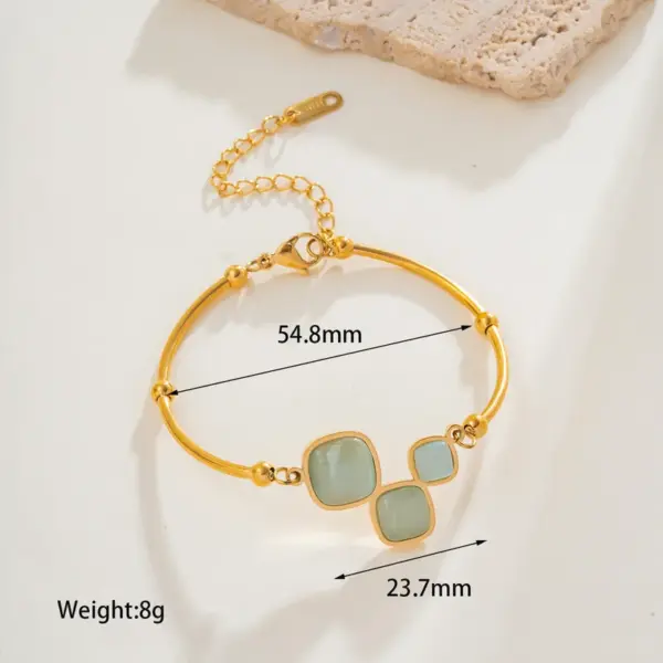 Wholesale PVD Coated Square 304 Stainless Steel Glam Romantic Waterproof Non Tarnish Bracelets Necklace