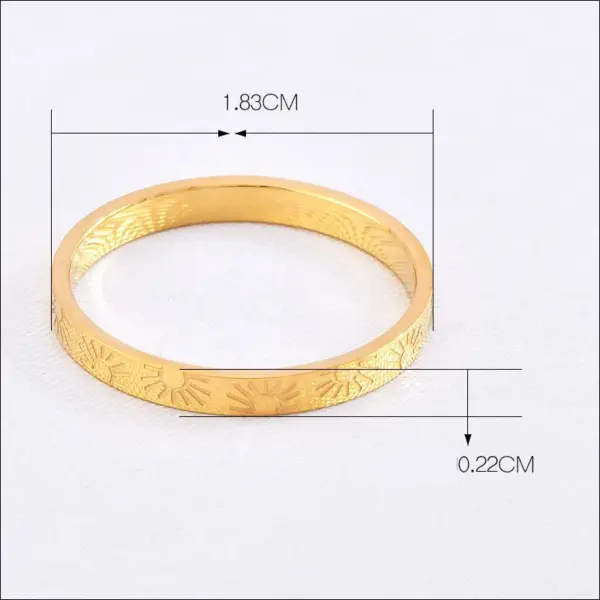 Wholesale PVD Coated Real Gold Plated 18K Gold Sun Solid Color Stainless Steel Simple Style Waterproof Non Tarnish Rings