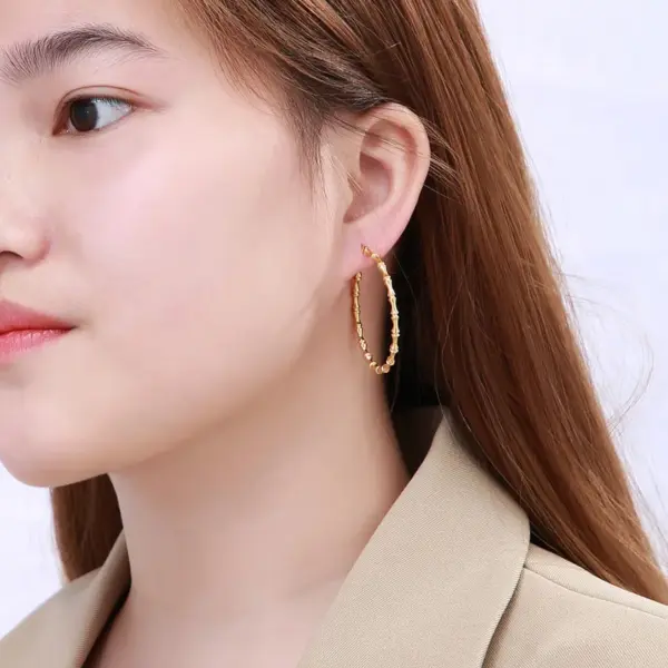 Wholesale PVD Coated 18K Gold Plated Geometric Stainless Steel Fashion Waterproof Non Tarnish Earrings