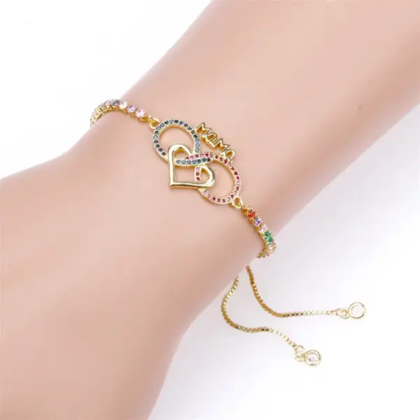 Wholesale Letter Infinite Heart Shaped Diamond Creative Jewelry Copper Bracelet Mother Gift