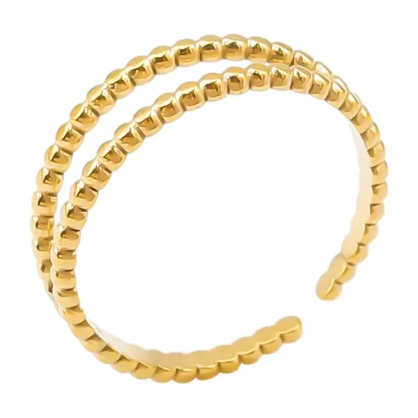Wholesale PVD Coated Real Gold Plated 18K Gold Circle 304 Stainless Steel Simple Style Waterproof Non Tarnish Open Rings