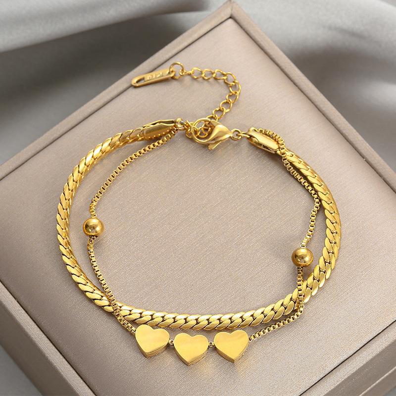 Wholesale Classic Style Solid Color Titanium Steel Plating Gold Plated Bracelets