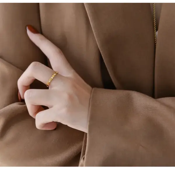 Wholesale Simple Style Hexagon Titanium Steel Plating Inlay Zircon 18k Gold Plated Rings