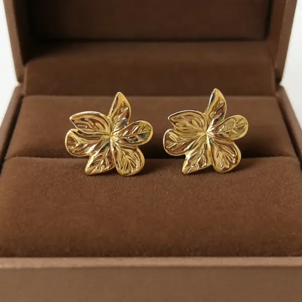 Wholesale Water Plated Imitation Gold Style Three-Dimensional Flower Plumeria Shape Earrings 304 Stainless Steel Women's Earrings