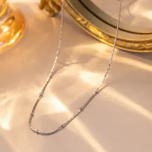 1mm Vertical Square Clip Beads 40+5cm - Steel Color / A Bundle of One Hundred Pieces Without Packaging