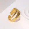 Wholesale PVD Coated Real Gold Plated Geometric Stainless Steel Simple Style Waterproof Non Tarnish Open Ring